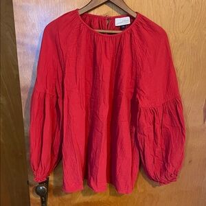 Universal Thread Red cotton gauze Peasant Blouse